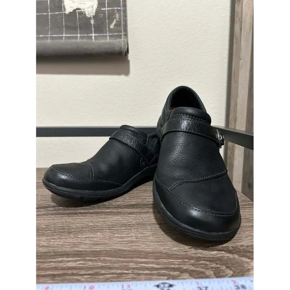 Merrell Encore Black Leather Buckle Slip On Loafers Shoes J69078 Womens 7 - Picture 2 of 8